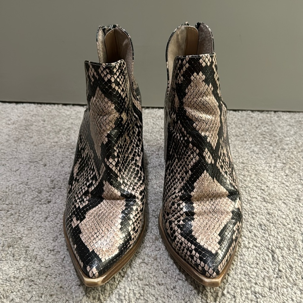Snake skin leather booties
